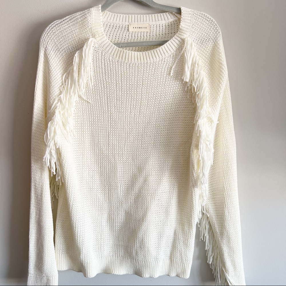 New Medium Cream Fringe Sweater - Picture 1 of 4
